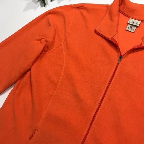 L.L. Bean Orange Fleece Front Zip Pullover Jacket - Picture 4 of 8